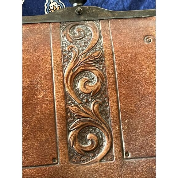 Vintage Antique Art Nouveau Hand Tooled Leather Women’s Purse Bag - Picture 8 of 10
